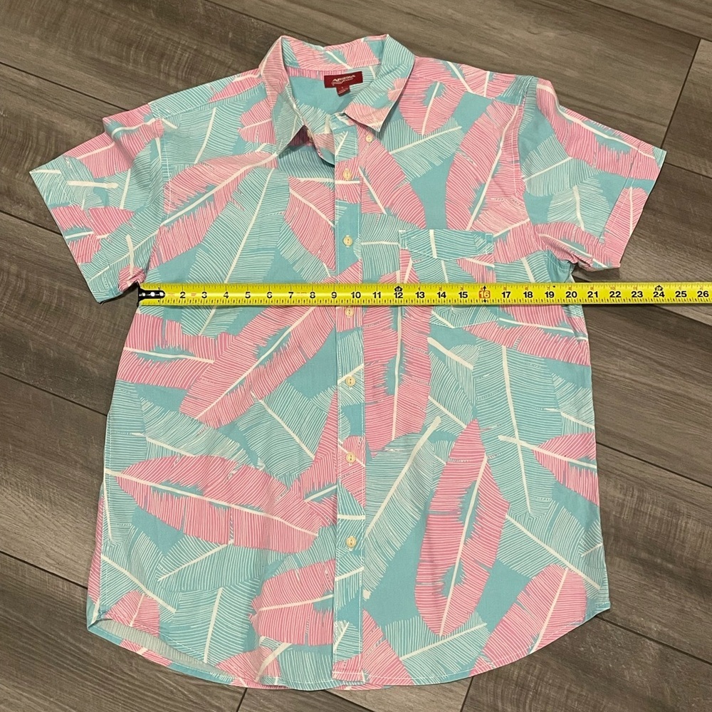 Men's Tropical Pink and Blue Button up Shirt Size Large - Picture 5 of 6